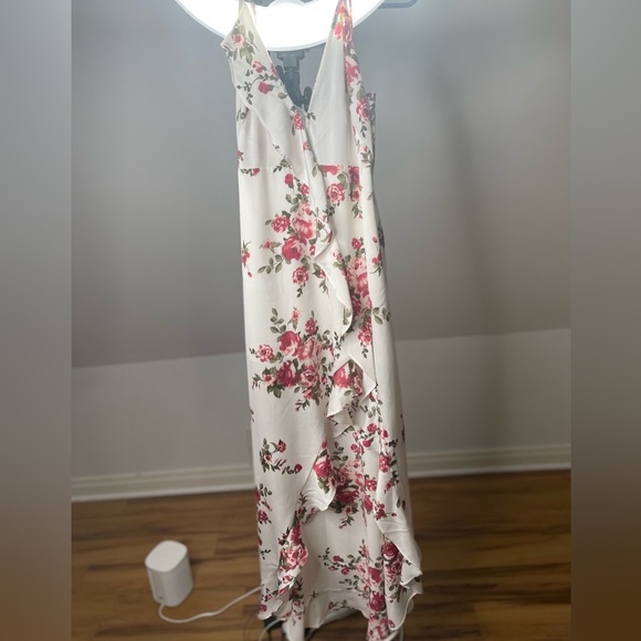 Vici Dolls 
Event Buzz Satin Floral Ruffle Maxi Dress
Ivory - Picture 5 of 6